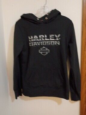 Harley-Davidson Black Hoodie with Silver Logo